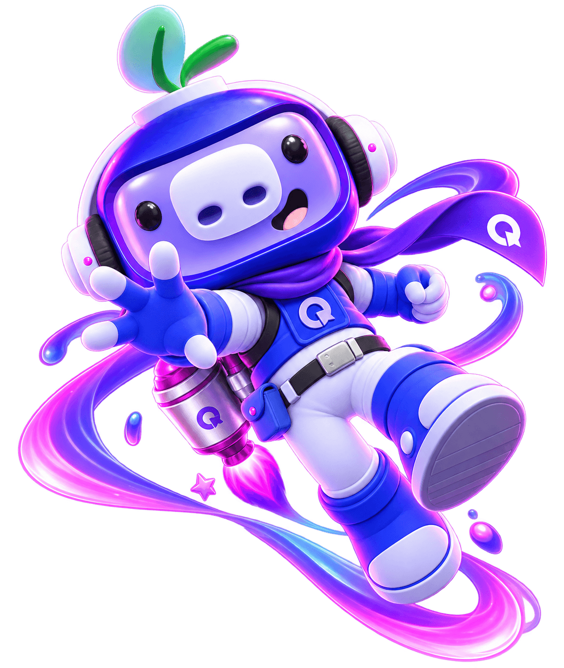 QuickBoost mascot presenting a boost crystal